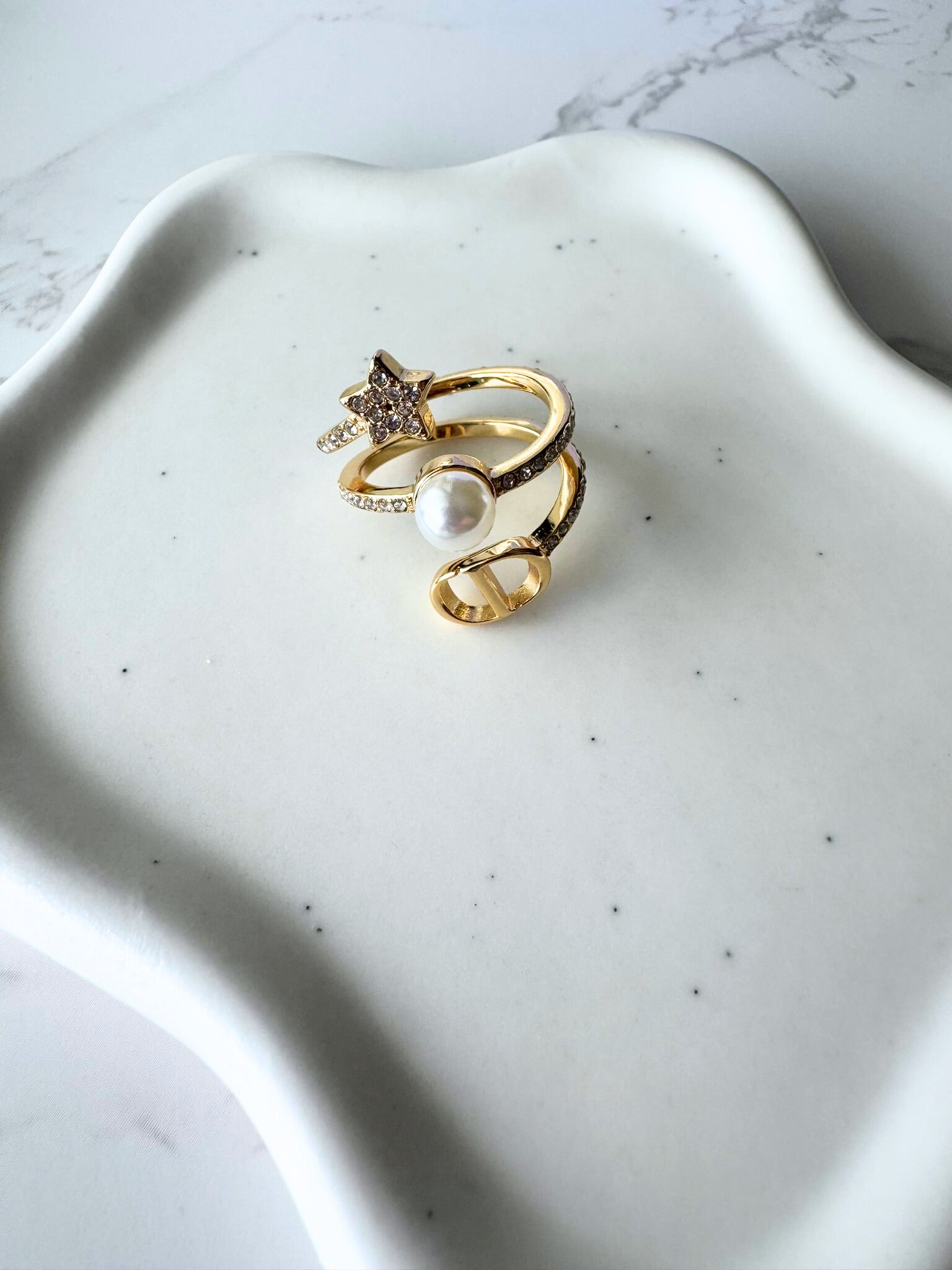 Dior pearl ring best sale